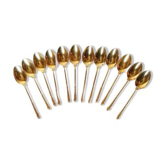 Set of 12 gold-plated teaspoons