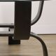 Vintage Fubo coffee table – curved wood & smoked glass – 1970s