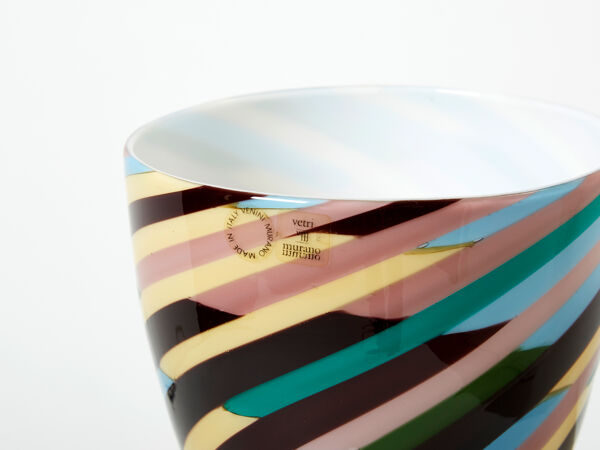 Laura de Santillana pour Venini vase verre soufflé Klee 1984