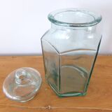 Bocal octogonal en verre vert