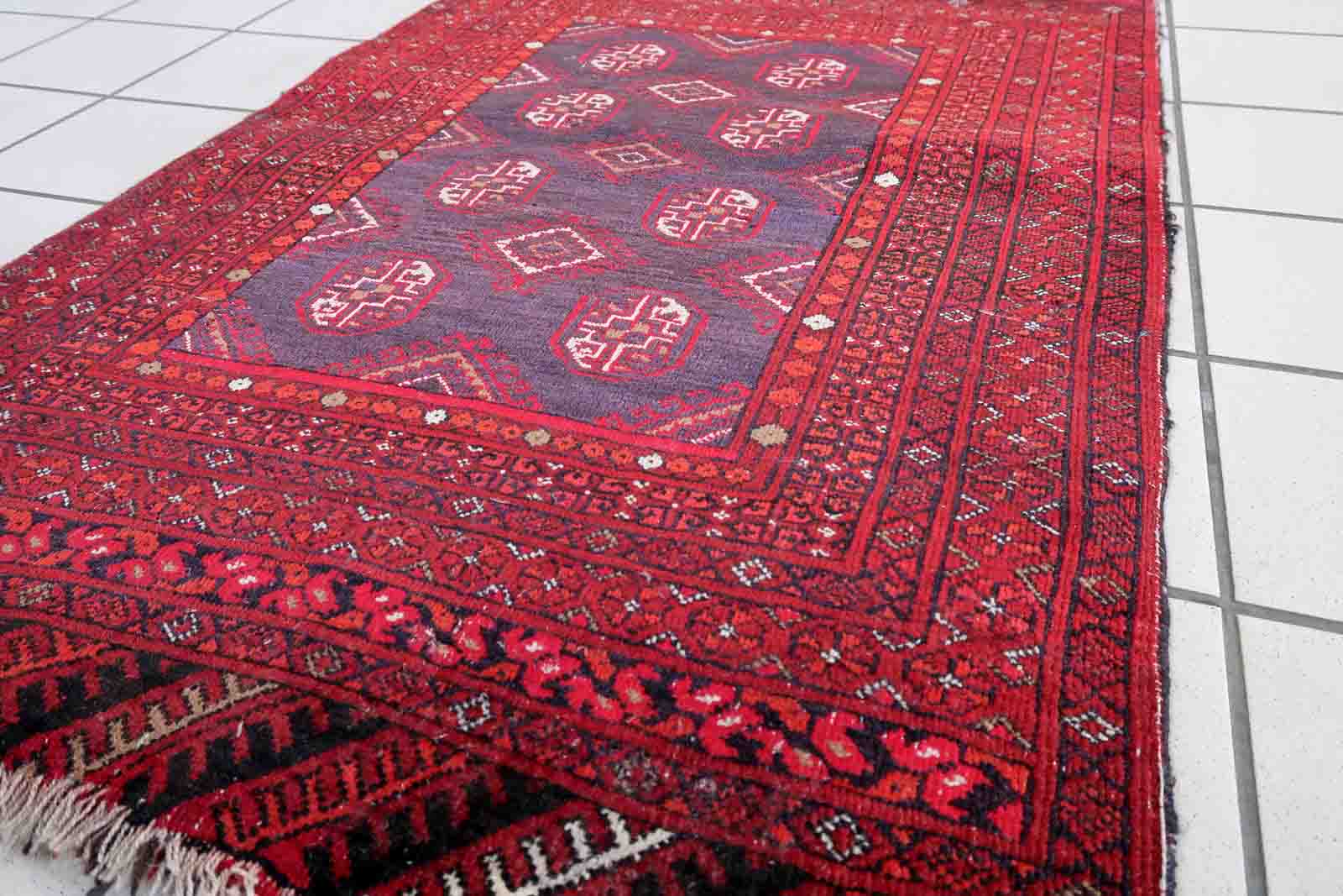 Afghan Ersari handmade carpet 78cm x 114cm 1950s
