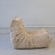 Togo set of 2 armchairs and poufne in beige corduroy