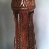 African sorghum spike lamp foot on five-faced base ~ hand carved ~ 1950s /1960