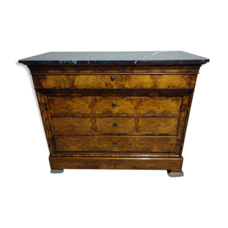 Secretary chest of drawers Louis Philippe in mahogany and marble, mid-nineteenth