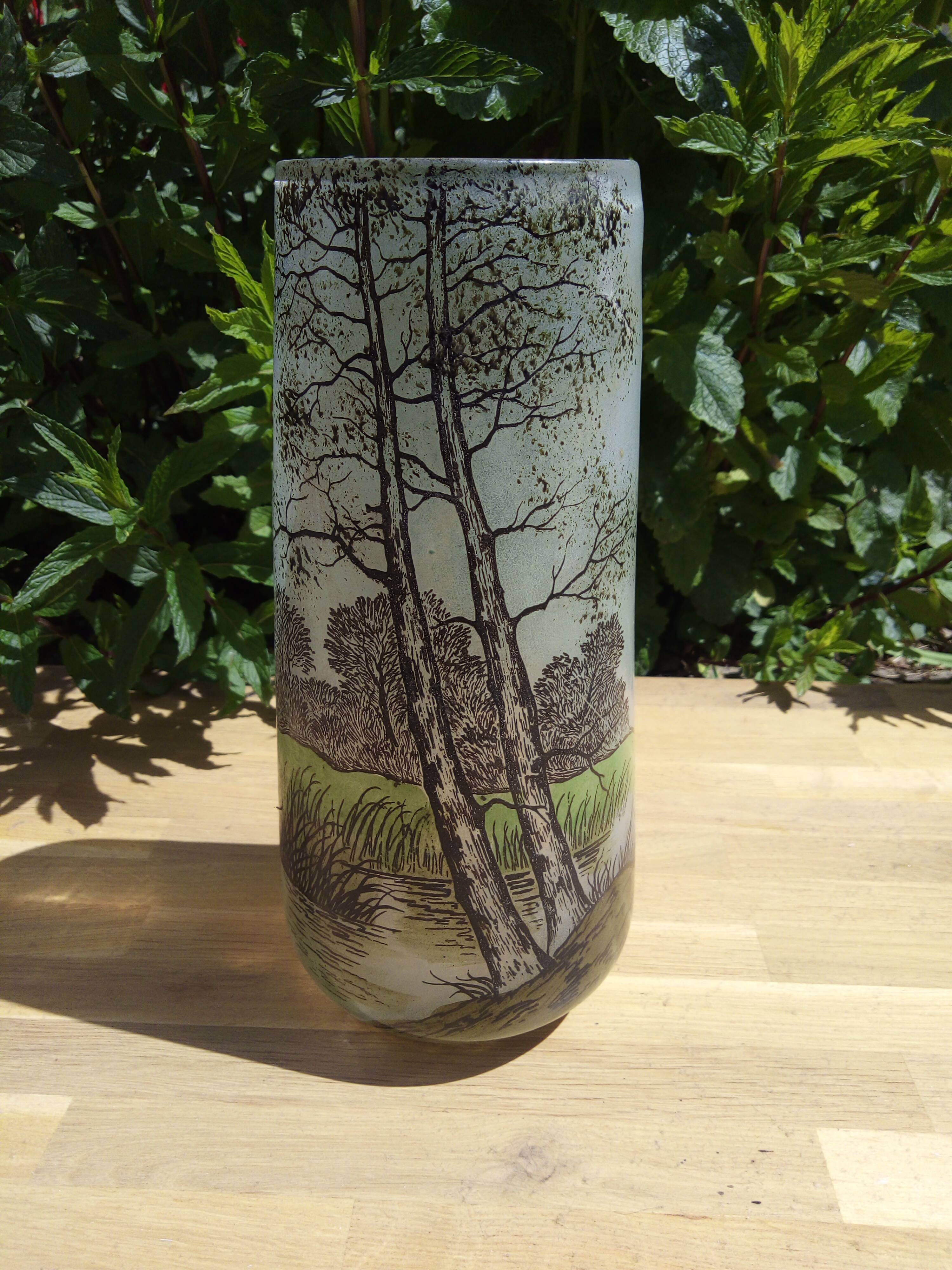 Glass vase signed Joma