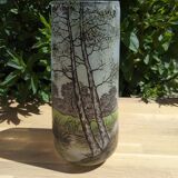 Glass vase signed Joma