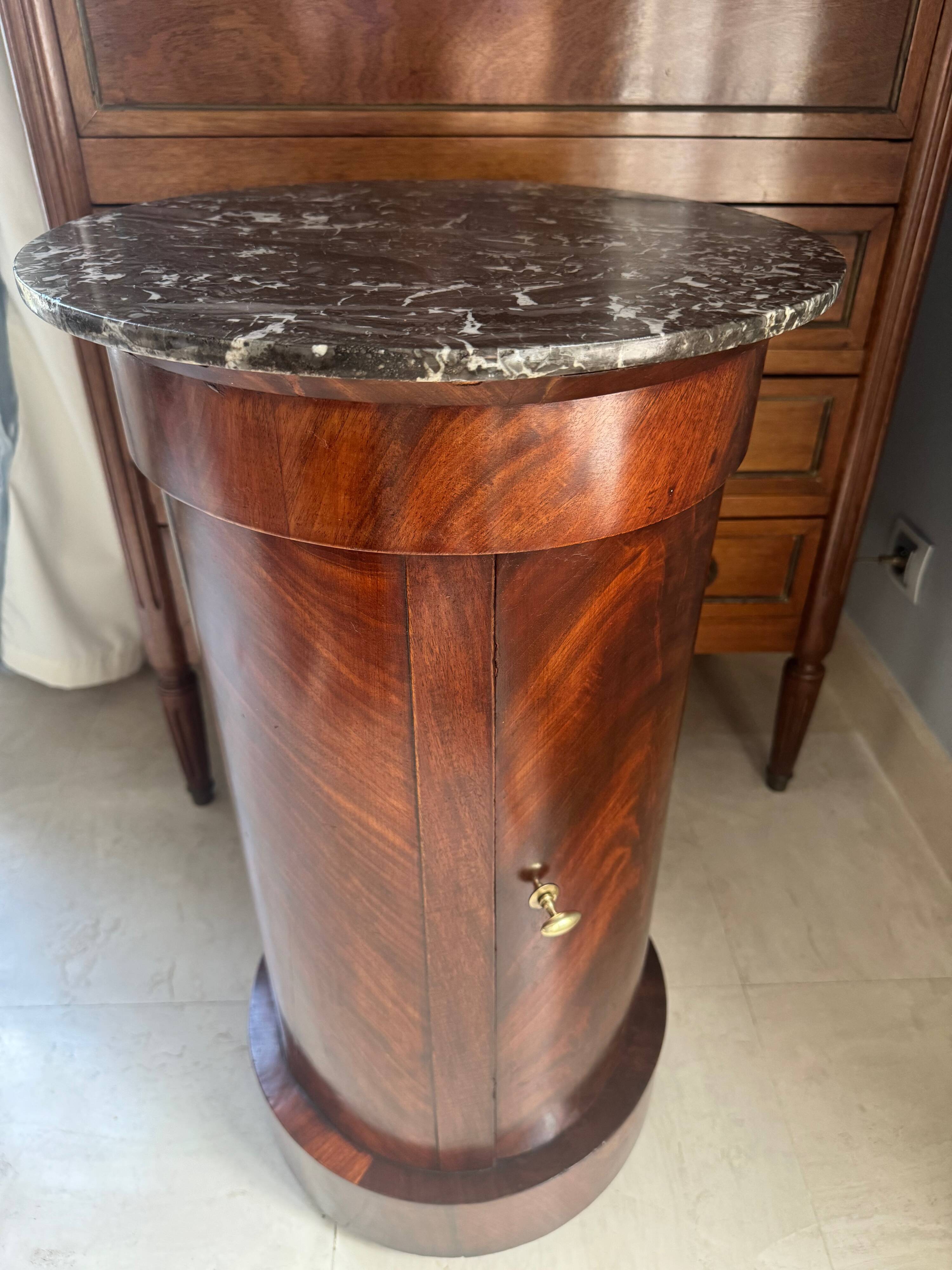 Somno Epoque Empire - Beautiful flamed mahogany - Original grey Sainte-Anne marble
