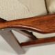 Vintage dark wood beige bouclé armchair by Z.Baczyk 1965