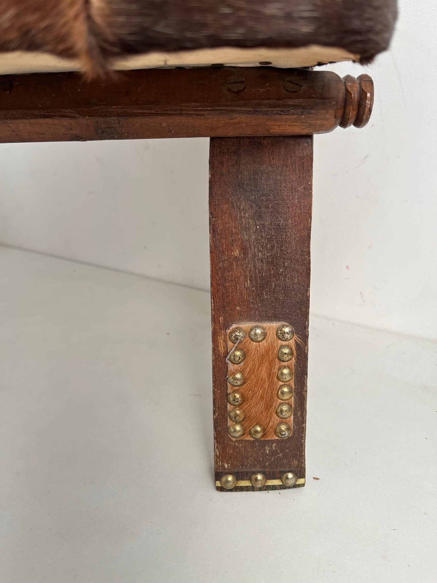 Vintage cowhide footrest