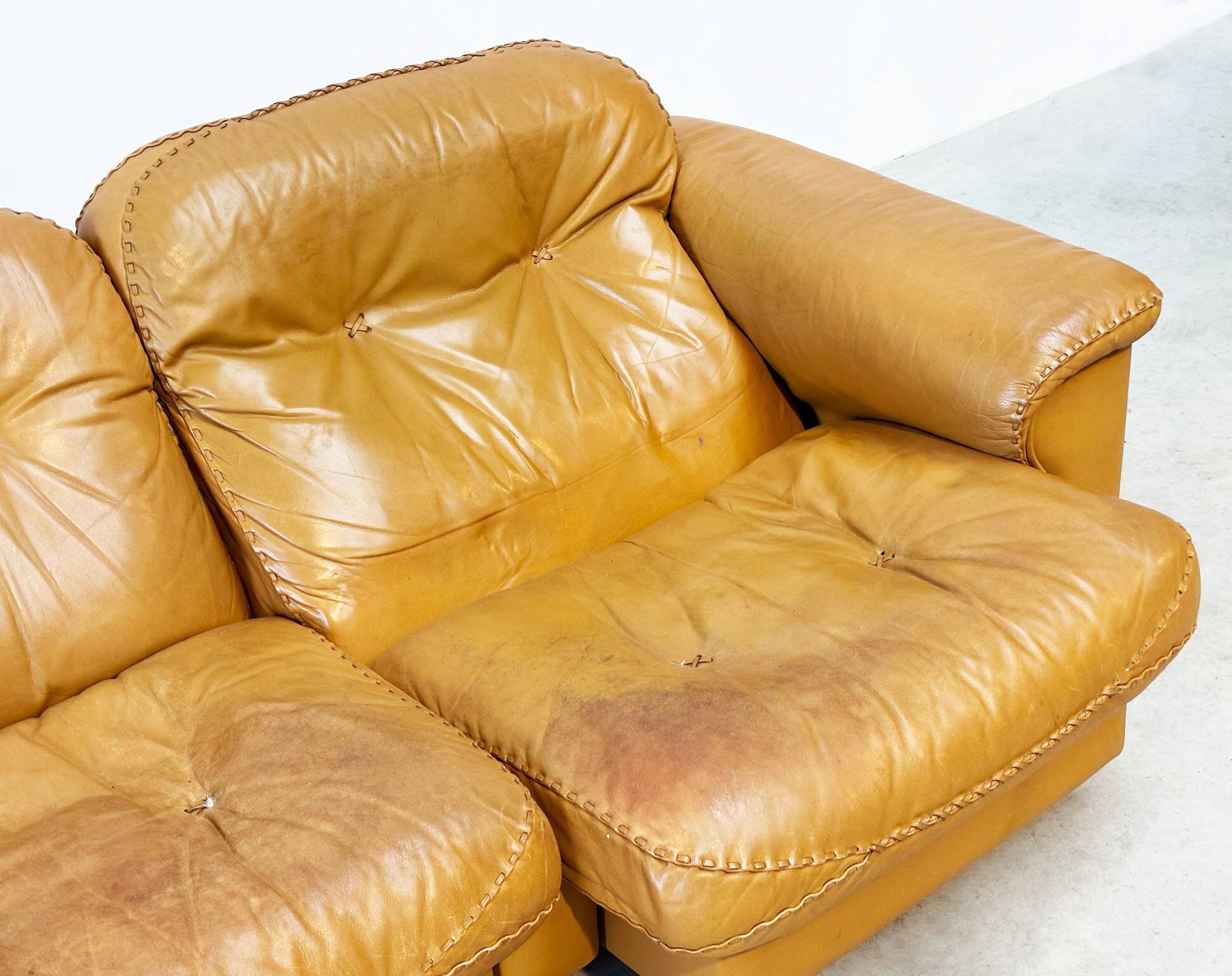 De Sede DS101 three-seater in cognac leather.