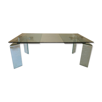 Glass designer table with extensions, FIAM brand