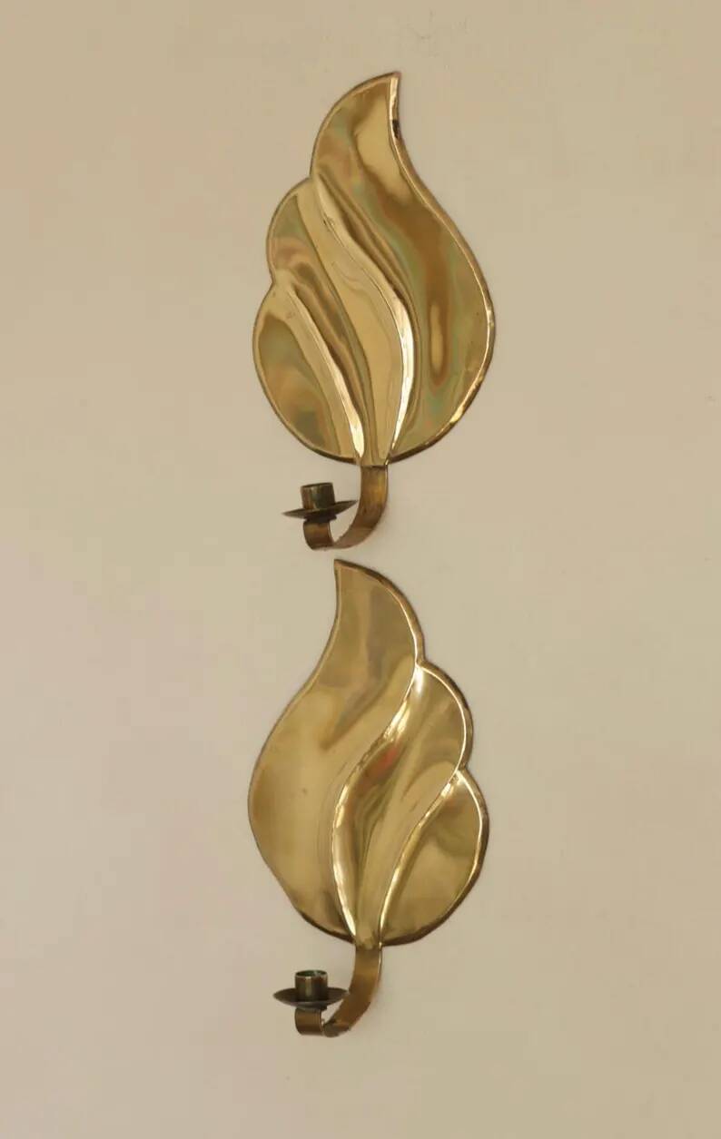 Pair of Swedish Mid-Century Brass Wall Sconces