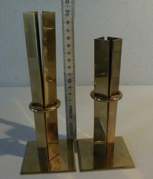 2 candlesticks with vintage-art-nouveau clamping rings