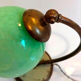 Brass table lamp, 30s-40s, clichy glass globe