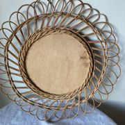 Miroir de sorcière en rotin vintage