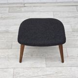 1960s, Danish "Teddy chair" with stool, reupholstered, wool, teak wood.