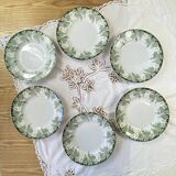 Set of 6 Saint Amand et Hamage ironstone dinner plates, Platane pattern