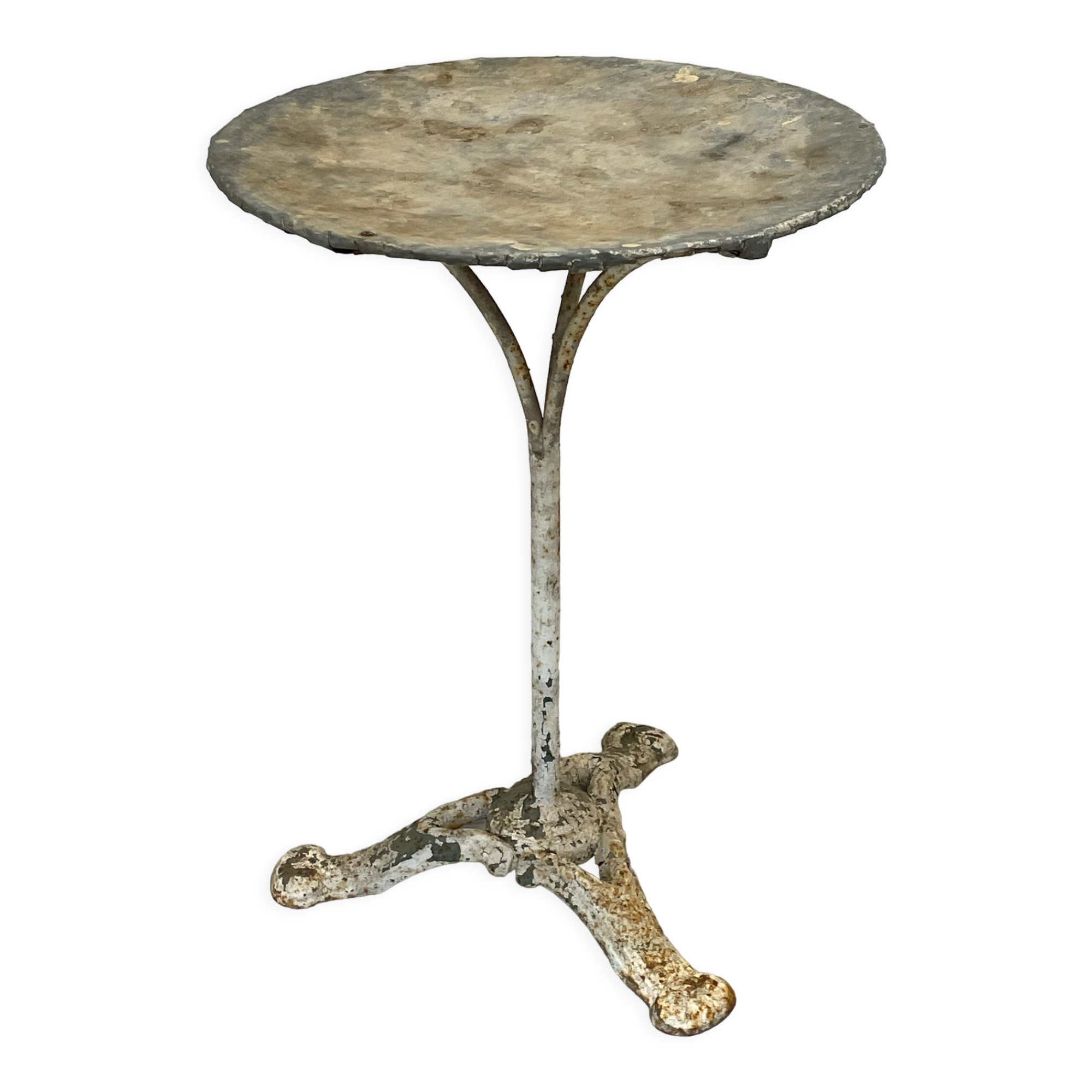 pedestal table, iron, cast iron and zinc guinguette table