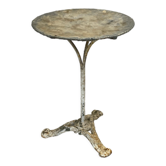pedestal table, iron, cast iron and zinc guinguette table