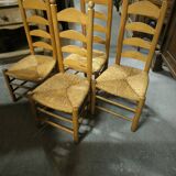 Set of 4 low straw chairs circa 1940
