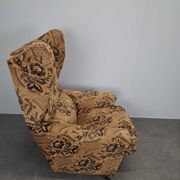Mid-Century Czechoslovak Plush Wingback Recliner Chair, 1970s