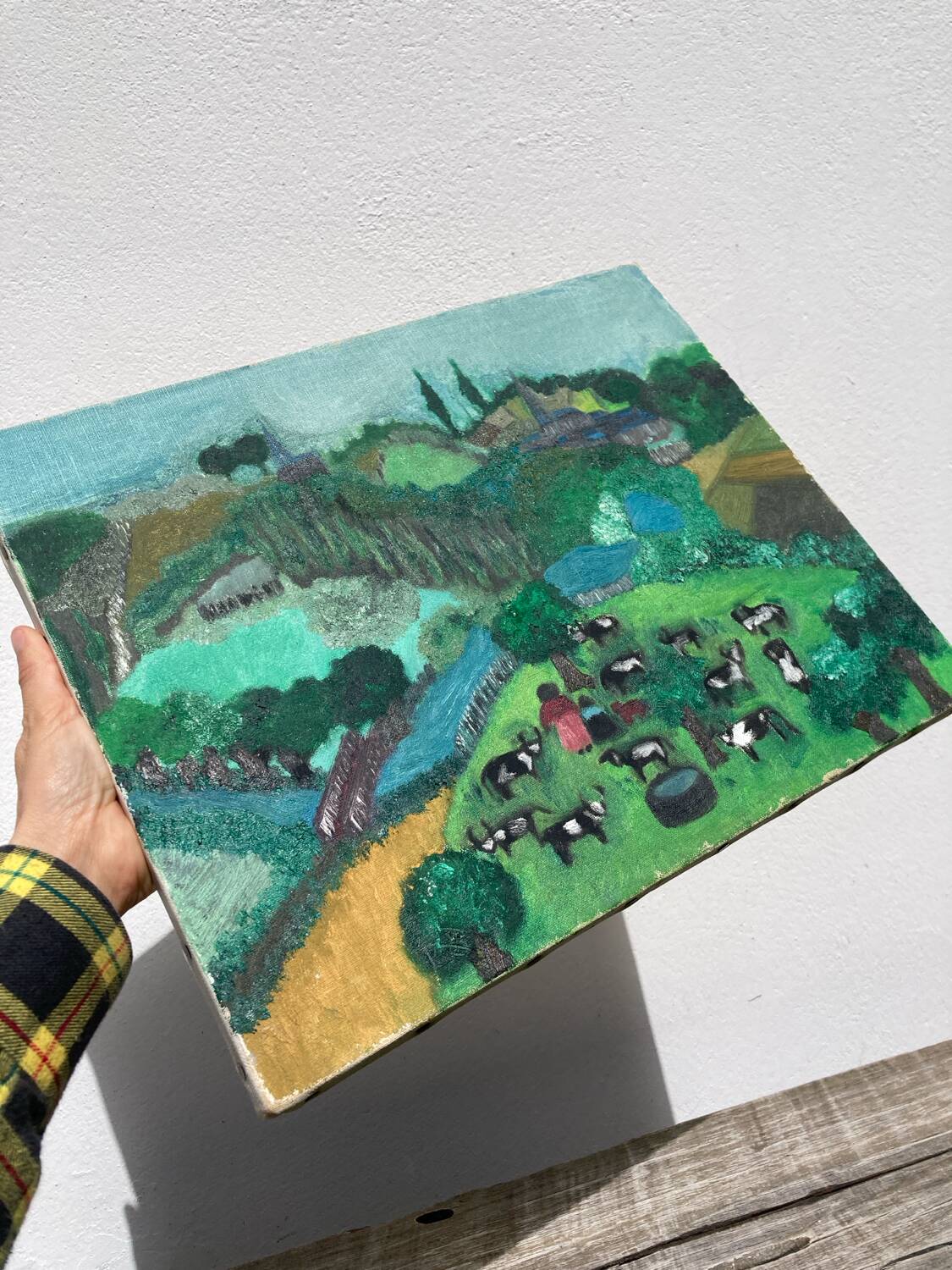 Tableau, huile sur toile paysage naïf