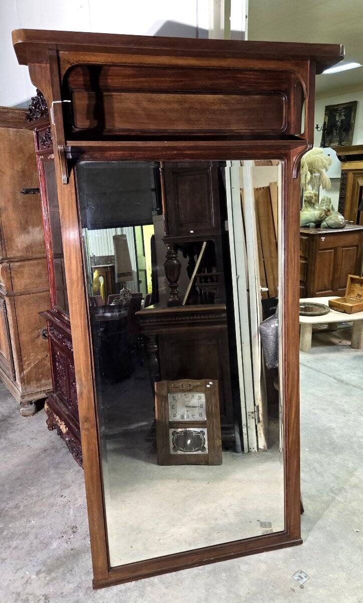 Very large trumeau mirror from the Art Nouveau period in mahogany / h 196cm