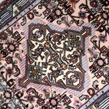 Tapis vintage Malayer fait main 84x120 cm en laine rose et vert - 1C1047