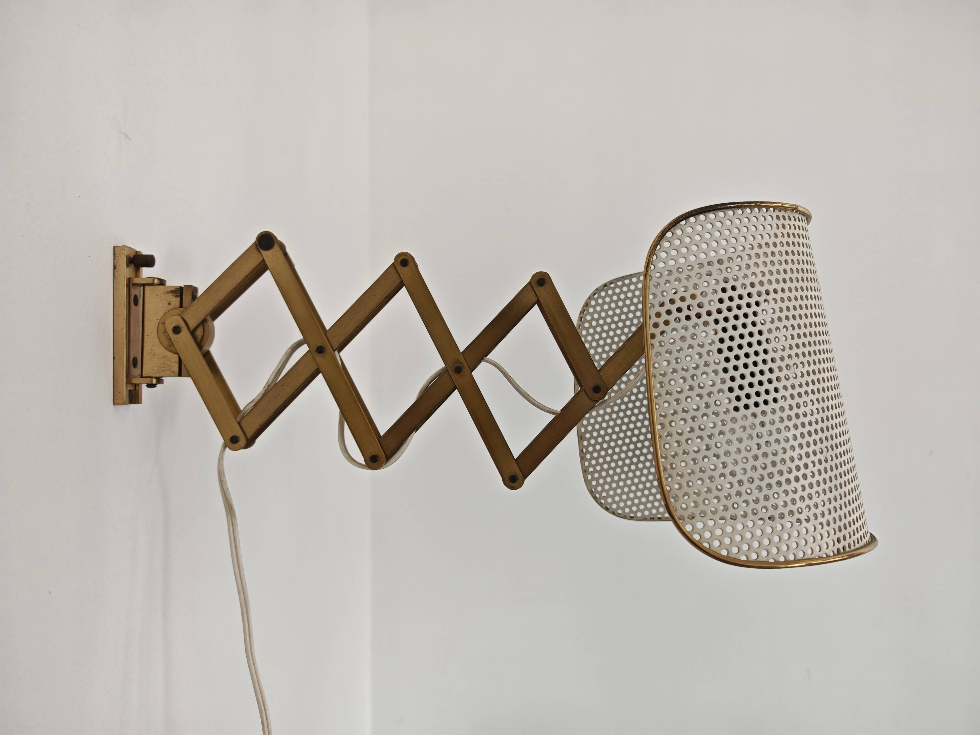 Pair of adjustable scissor wall lamps Mid Century Modern by Alfred Müller for AMBA