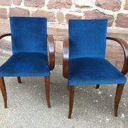Pair of mid-century fabric bridge chairs 1950 no club chesterfield