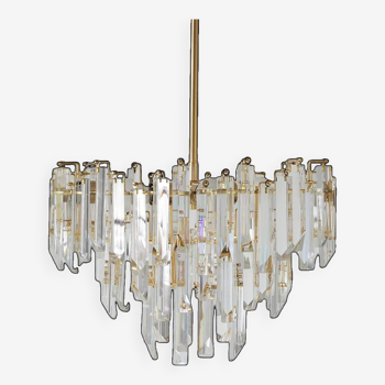 Cristal Triedri Murano Glass Chandelier design style Paolo Venini