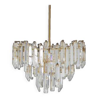 Lustre en verre de Murano Cristal Triedri style design Paolo Venini