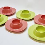 6 vintage plastic egg cups 1960s Schumm Plastic Style new in box