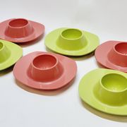 6 vintage plastic egg cups 1960s Schumm Plastic Style new in box