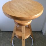 Vintage wooden screw tripod stool