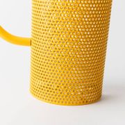 Transparent Glass Pitcher with Yellow Metal Sleeve and Pestle - Memphis Style, 1980s Italy