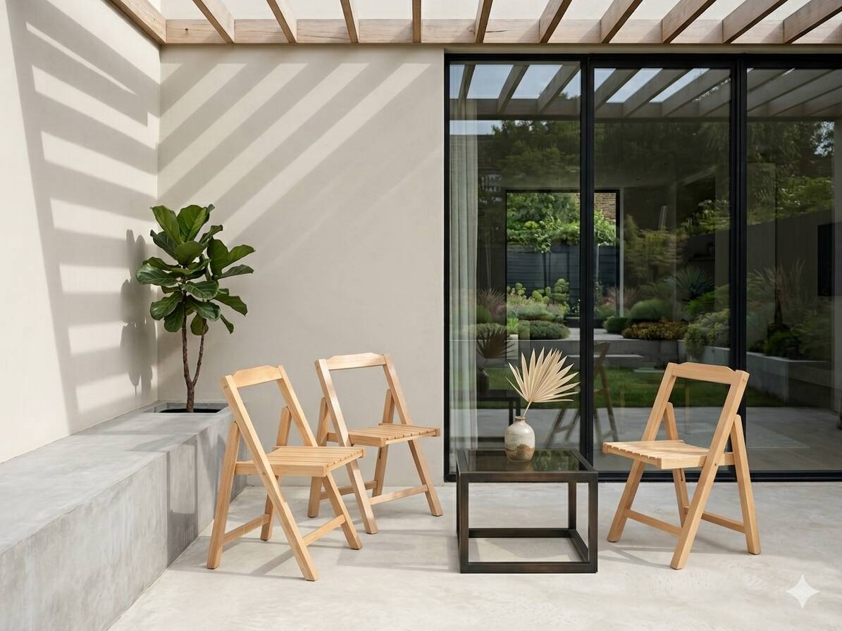 Set of 4 folding chairs by Aldo Jacober, 1970s/80s.