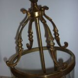 Antique glass and brass lantern pendant light, 3 lights