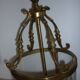 Antique glass and brass lantern pendant light, 3 lights