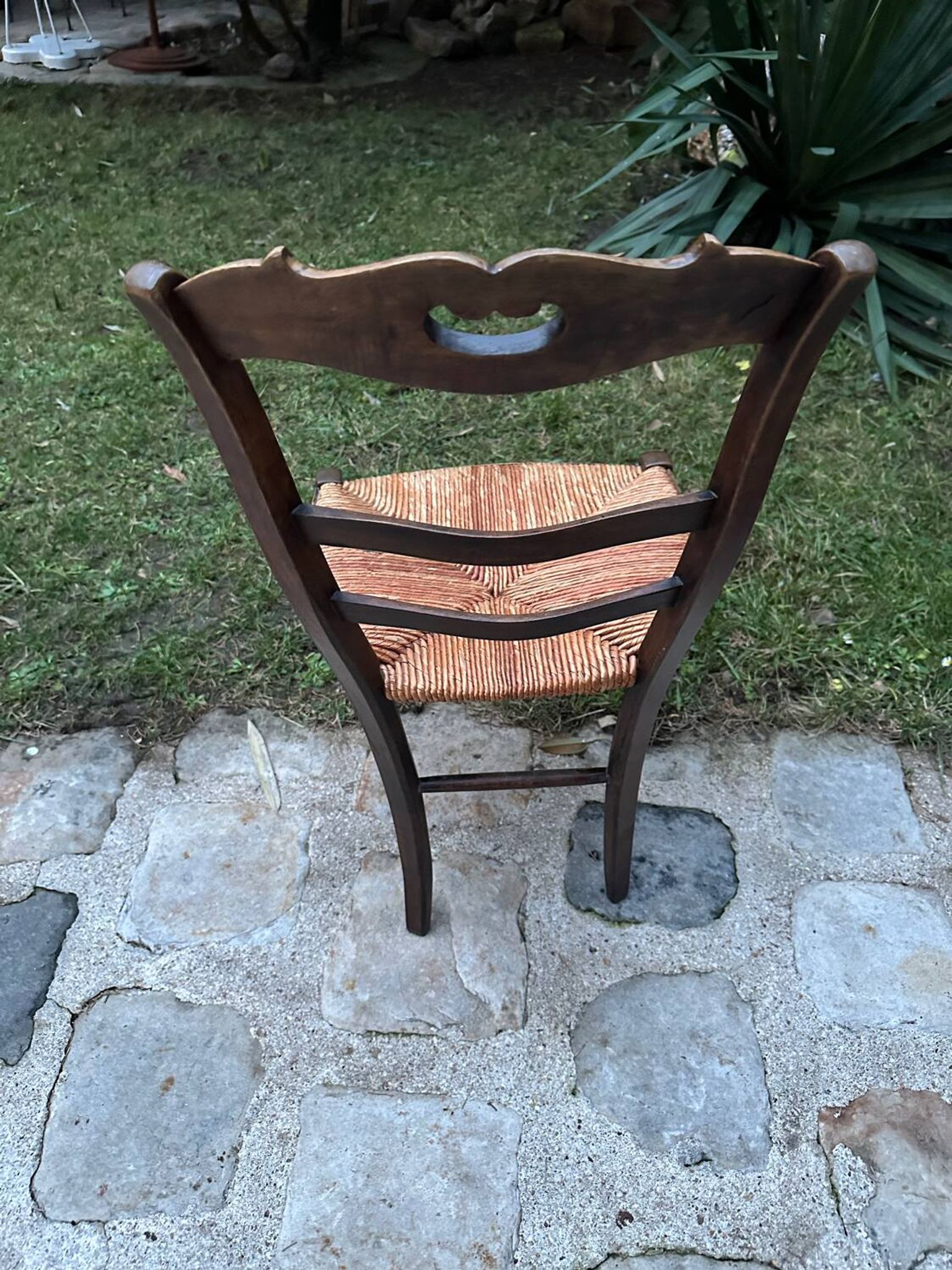 Pair of antique straw-seated chairs