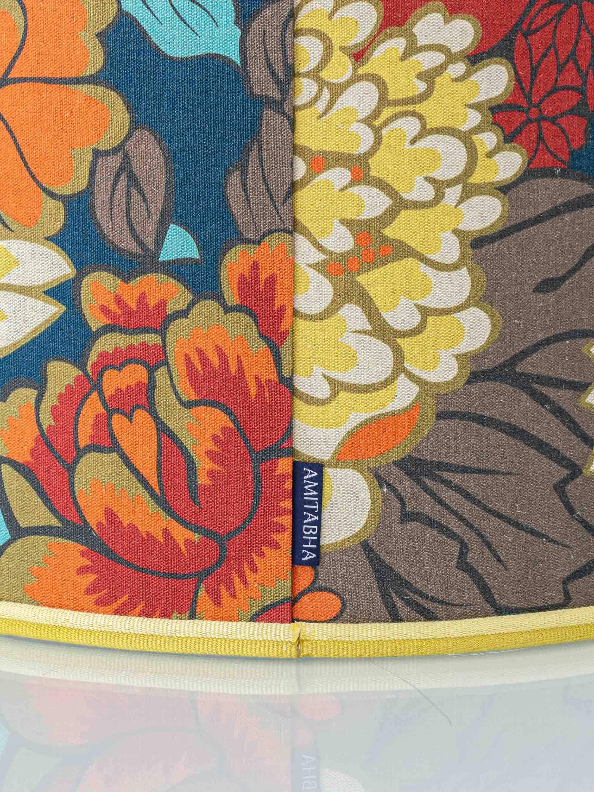 Lampe de table en céramique jaune espagnole, années 1960, abat-jour Liberty London rétro neuf