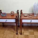 Pair of mahogany and veneer wood bedside tables, Gautier, 60s