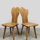 Vintage brutalist wooden dining chairs 1970 'hearts'