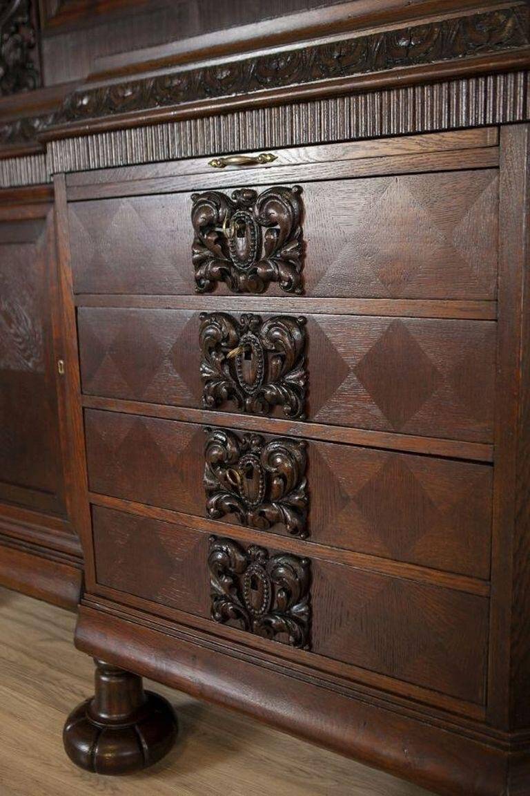 Interwar Oak Sideboard in Dark Brown, 1930s
