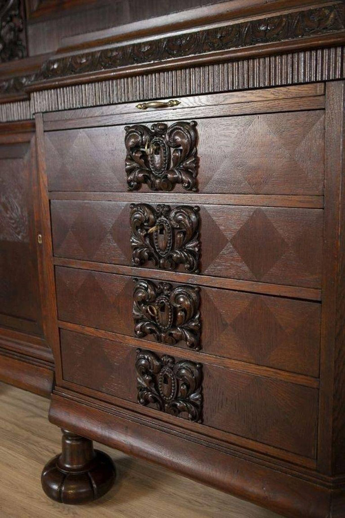 Interwar Oak Sideboard in Dark Brown, 1930s