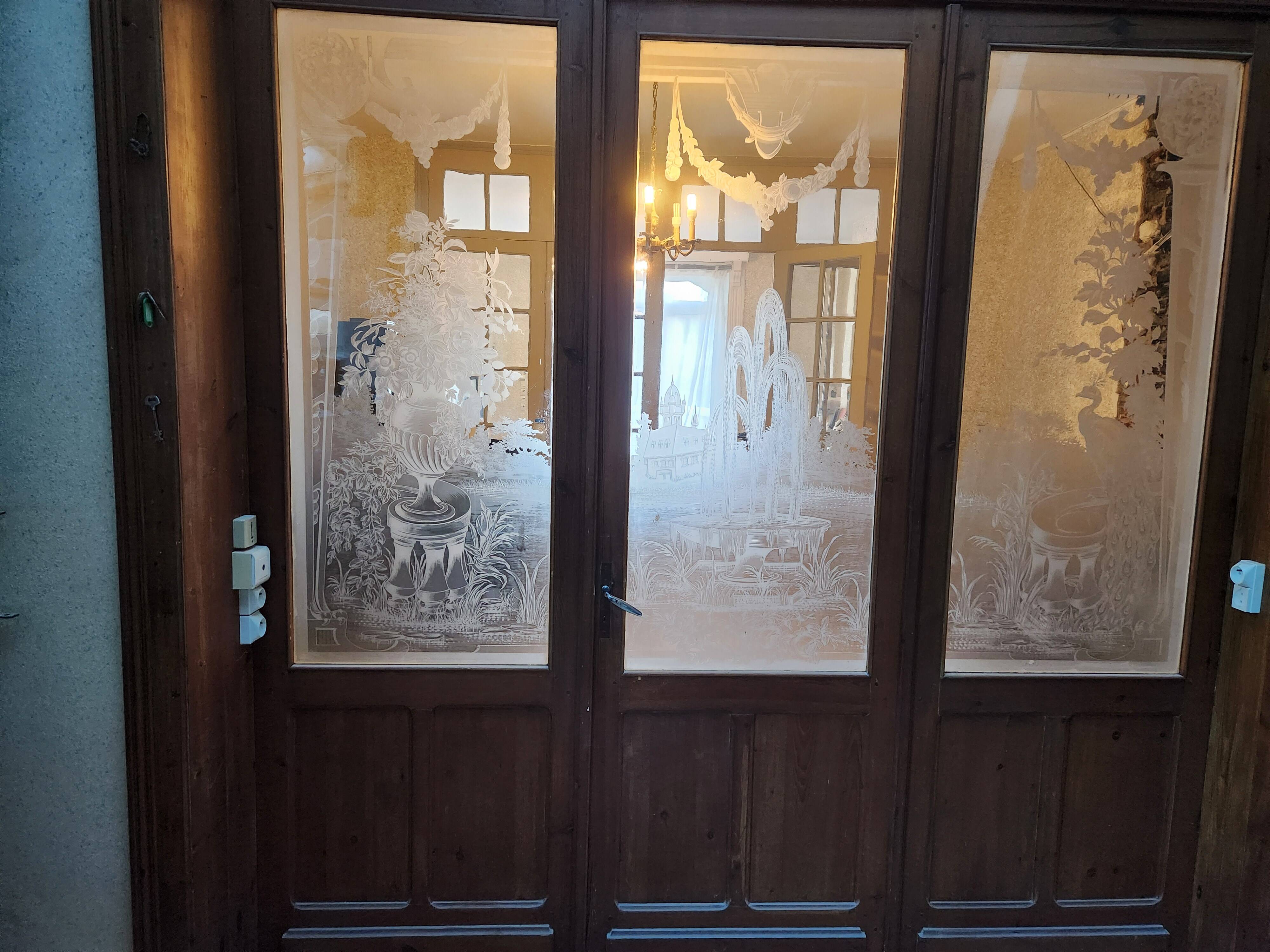 3 glass partition doors with screen printing