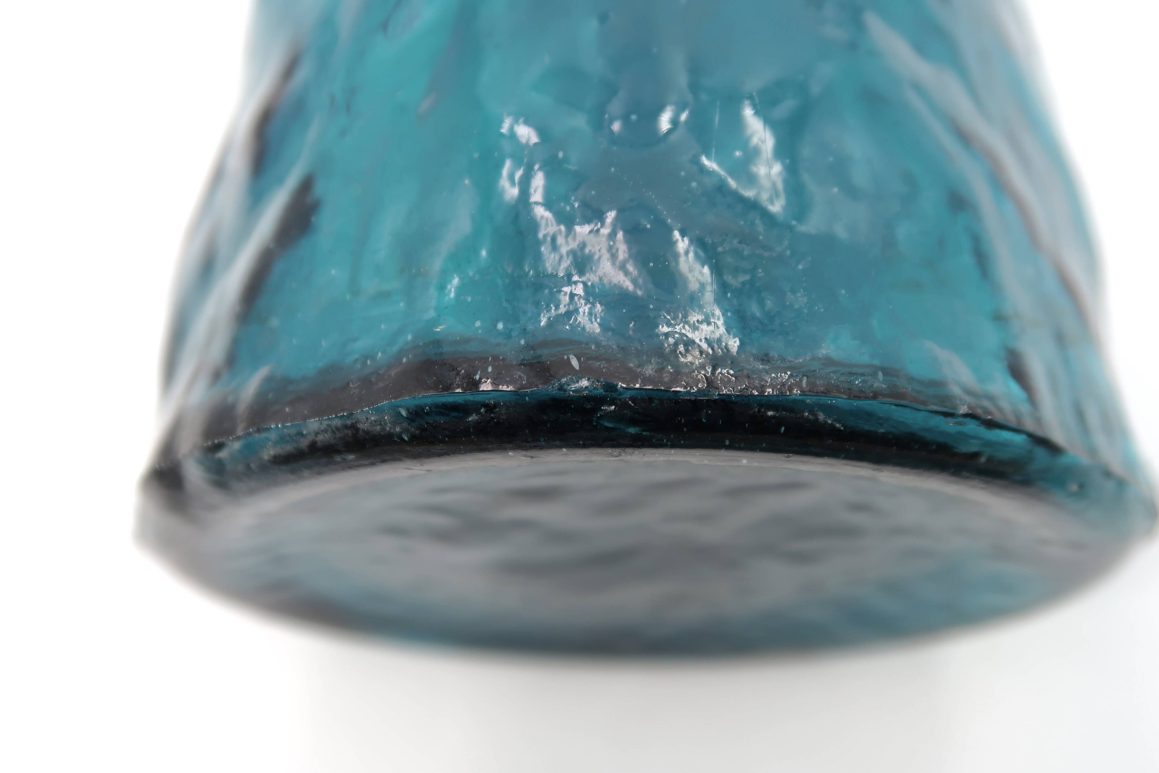 Empoli Italian carafe in blue glass, 1960s