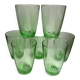 set of 7 water glasses Made in France green glass 70s