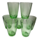 set of 7 water glasses Made in France green glass 70s