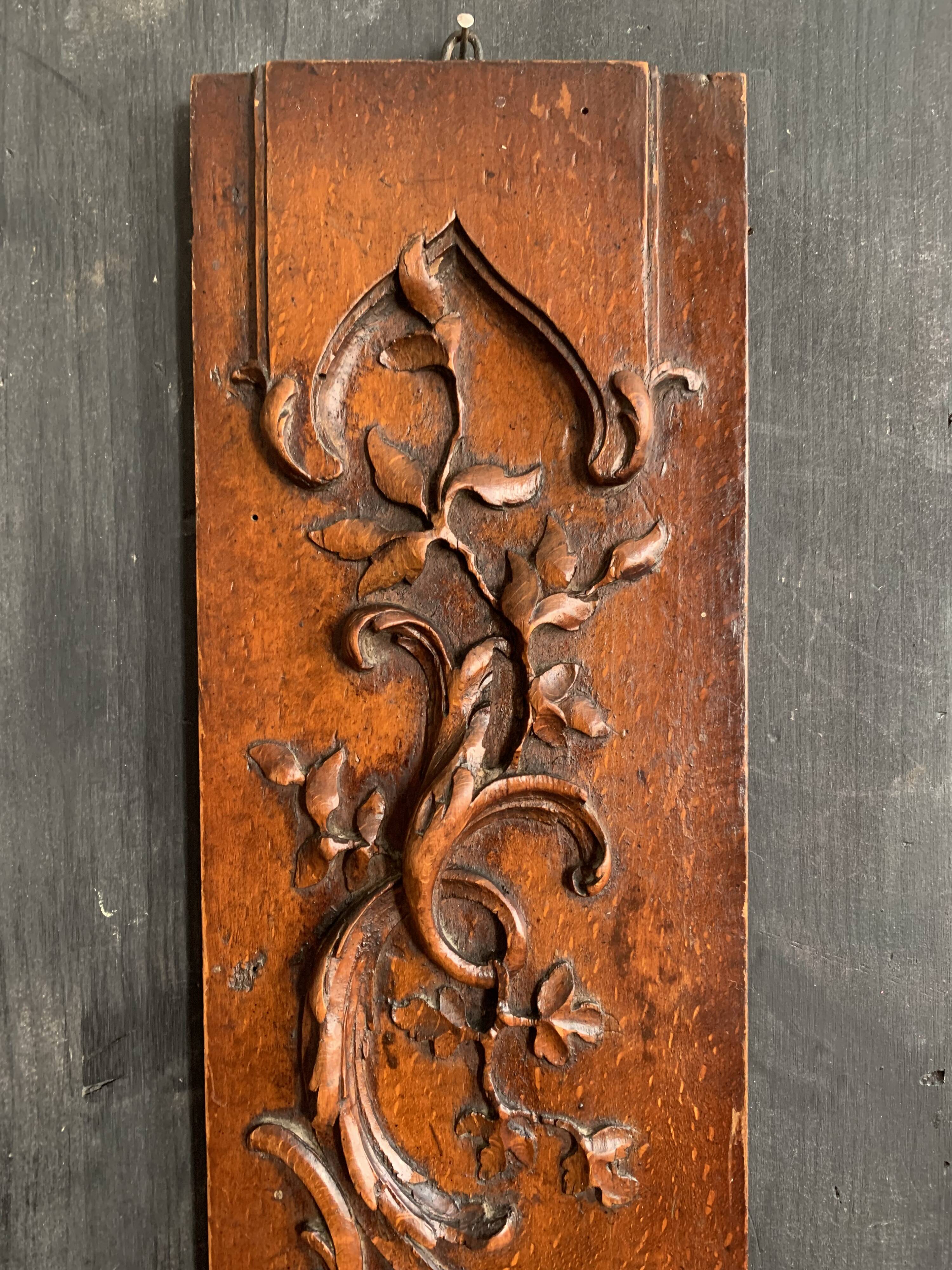 Small 19th century carved wooden wall panel